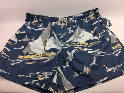 Nautica Quick Dry Swim Trunks Shorts 5X 5XL Nautical Sailboats Navy Blue NEW - Image 1 of 4