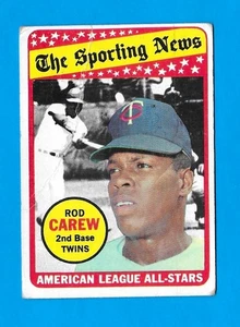 1969 Topps #419 ROD CAREW All-Star + 4 bonus cards - G-VG (crease) - Picture 1 of 5