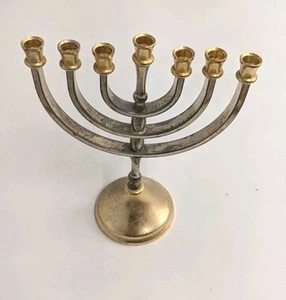 Karshi Menorah Gold & Silver Plated Jerusalem Vintage 13x19x6cm - Picture 1 of 7