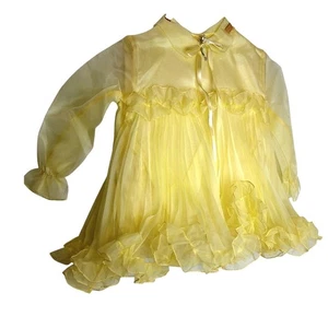 Vintage Jack Spiro Girls Butter Yellow Pastel Ruffle Dress Size 3T New - Picture 1 of 8