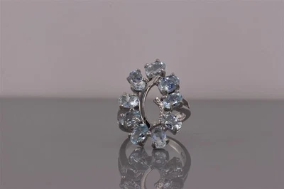 Anillo de plata esterlina con topacio azul ovalado en bucle 925 talla: 7 Foto 1 de 4