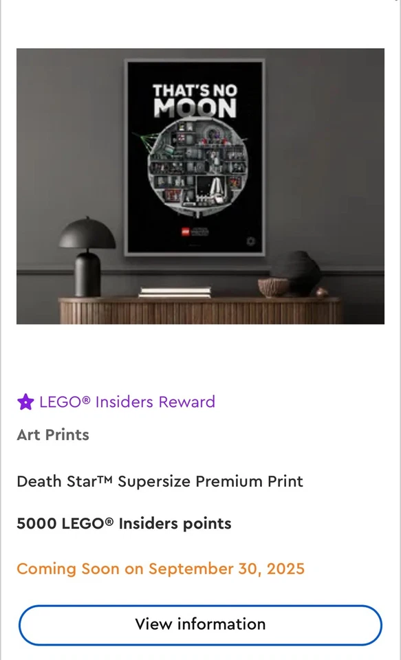 LEGO Star Wars Death Star Supersize Premium Print Poster AUTHENTIC LEGO Pre Sale - Image 1 of 1
