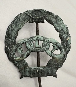 Antique Brass "Odd Fellows" grave marker With Grounding Rod Nice Patina - Picture 1 of 12