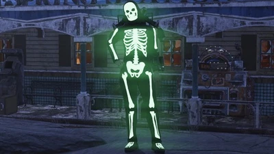 FALLOUT 76 PC GLOWING SKELETON COSTUME & HOOD - Image 1 of 3