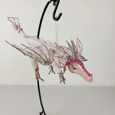 Handmade Pink Female Dragon Christmas Ornament Fantasy 14" Hand Painted - Image 1 of 4