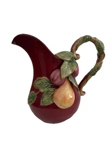 Fitz and Floyd Renaissance Pitcher Apples Pear Fruit Vine 9.75” Kitschy Decor - Picture 1 of 15