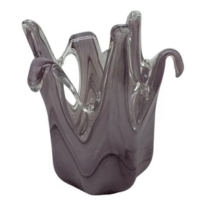 Murano Style 7" Lavender Art Glass Vase / Candle Holder  Hand Blown - Picture 1 of 12