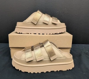 Sandalia sintética UGG Goldenglow Slide para mujer EE. UU. 8 arena oscura - Imagen 1 de 11
