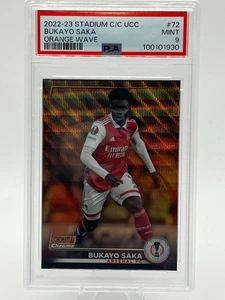 2022-23 Stadium C/C UCC #72 Bukayo Saka Orange Wave /25 PSA 9 - Picture 1 of 2