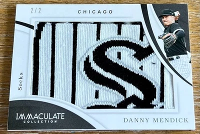 DANNY MENDICK 2020 Panini Immaculate SOCKS RELIC WHITE SOX LOGO PATCH #2/2 ! - Image 1 of 2