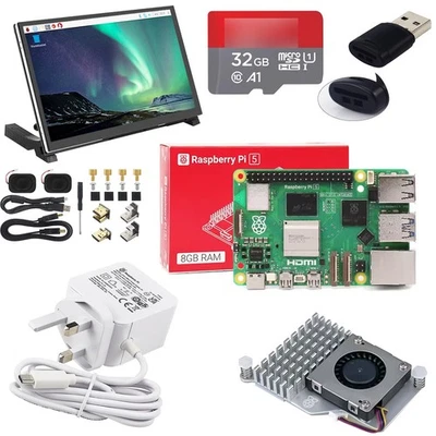 Raspberry Pi 5 8GB Starter Kit: 7'' Touchscreen Official UK PSU Active Cooler - Image 1 of 4