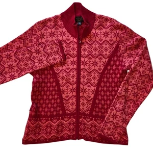 Isländisches Design Pullover, Damen Gr. M, rot, Reißverschluss vorne Mock-Neck Angora Mischung - Bild 1 von 10