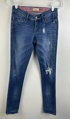 Paige Skyline Jeans Women’s 25 Blue Skinny Stretch Denim Medium Wash Distressed - Image 1 of 4