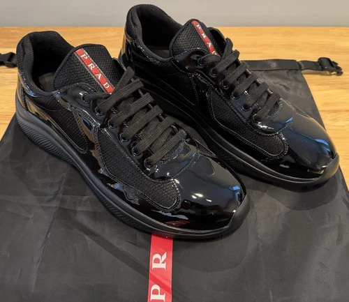 Prada America Cups Size UK 8 (fit UK9) ‘triple Patent Black’