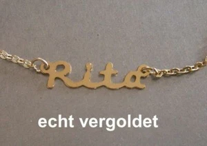 EDLE HALSKETTE RITA KETTE ECHT VERGOLDET NAME NAMENSCOLLIER NAMENSKETTE NEU - Picture 1 of 1