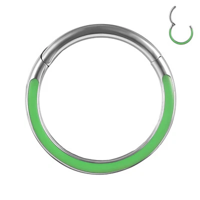 Anillo de tabique de titanio de 1 pieza que brilla en la oscuridad segmento anillo pendientes piercing en la nariz Foto 1 de 4