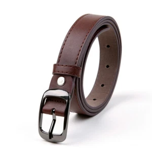 Kids Faux Leather Belt 23mm Single Prong Buckle for School Boys Girl Jeans Retro - Picture 1 of 16