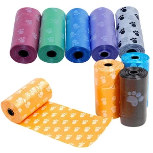 1 Roll/15x Pet Dog Waste Poo Poop Bag Degradable Clean-up Color Ran_AO