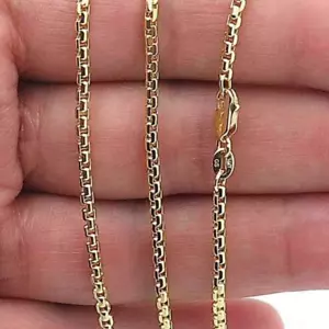 14K Yellow Gold Hollow 2.5mm Round Box Chain Necklace 26" - Picture 1 of 9