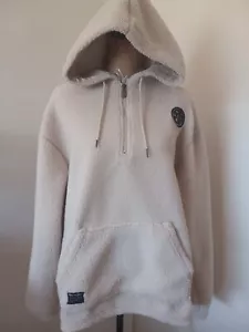 Maui and Sons Hoodie Sweatshirt Adult L Long Sleeve Pouch Pocket Cream 1/4 Zip - Picture 1 of 5