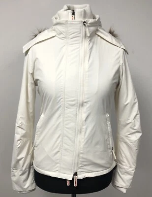 Womens White Superdry Hooded Polo Windcheater Coat Jacket Lined Size Small BNWT - Image 1 of 4