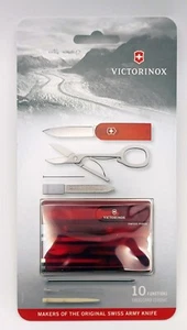 Victorinox 0.7100.T SwissCard Classic Pocket Knife Ruby 10 Tools Scissors Pen - Picture 1 of 2