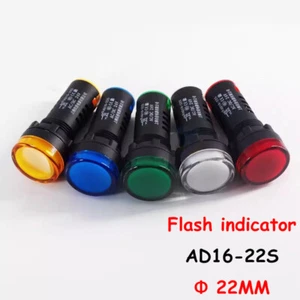 22mm AD16-22S LED Pilot Panel Flash Indicator Signal Light AC/DC 12/24/220/380V - Picture 1 of 12