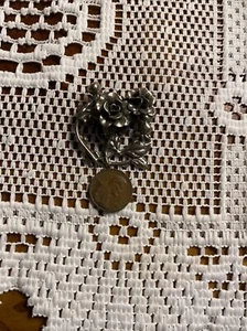 Vintage sterling silver Rose Pin - Picture 1 of 2
