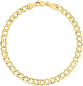 Floreo Bracciale Cordolo Cubano Oro Giallo 10k 6mm Cavo o Caviglia - Foto 1 di 6