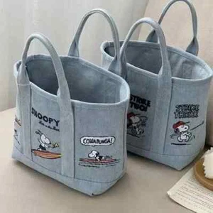 Snoopy Lindo Bolso de Lona Bordada para Mujer Bolso de Madre Almuerzo Oficina - Imagen 1 de 14