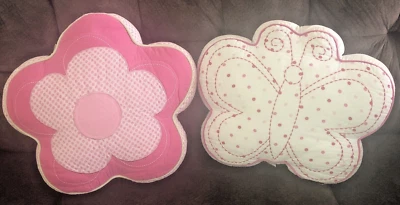 Two Butterfly & Flower Pillows Maggie and Zoe And Jillian's Closet Pink Cotton - Image 1 of 4