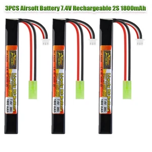 3 x 7,4V 1800mAh 2S1P Slim Airsoft Gun 30C Lipo Battery mit mini Tamiya Stecker - Bild 1 von 12