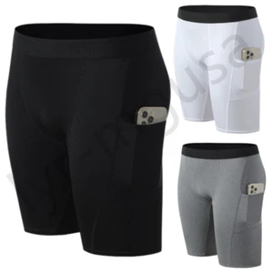 Men Skinny Sports Pants Tight Bottom Shorts Fitness Running Leggings Underwear - Picture 1 of 9