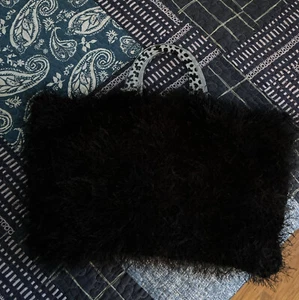 "Monedero negro mullido bolso de mano hecho a mano interior suave estampado animal 18x11""" - Imagen 1 de 7