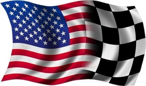 Pegatina de vinilo American Racing Wavy Waving EE. UU. bandera de EE. UU. VAR - Imagen 1 de 1