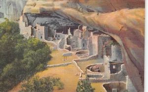 Postal CO: Spruce Tree House, Mesa Verde NP, Colorado, lino vintage, sin publicar - Imagen 1 de 2