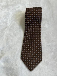 Brooks Brother Tie Brown Geometric - Picture 1 of 9