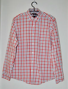 EUC The Gap Men's Red & Light Gray Plaid LS Button-Front Woven Shirt sz M - Picture 1 of 11