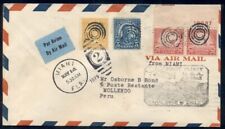 1929 US franking on CANAL ZONE First Flight to CHILE (F9-1), then to Peru, VF