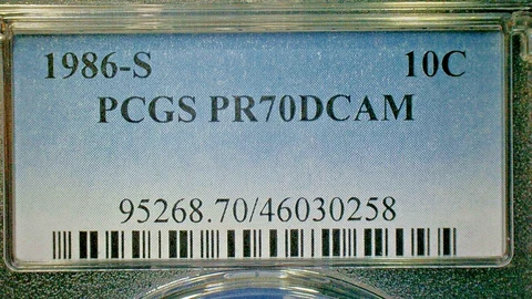 4TH OF JULY SALE --U.S. UNC. 1986-S PCGS PR70DCAM ROSY CLAD DIME-KM#195a Cover