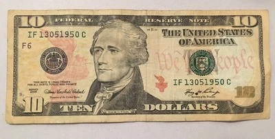 Birthday/anniversary $10 US Note,S# 13th May 1950 - Image 1 of 3