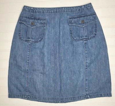 Vtg Marsh Landing Denim Blue Jean Short Skirt Back Zipper Pockets Women's Sz: 10 - Image 1 of 4