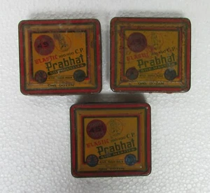 3 Pc Vintage Old Tin Box Prabhat  Ad. Litho Tin Box , Collectible - Picture 1 of 9