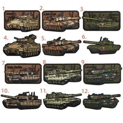Embroidered Emblem Main Battle Tanks Hook Loop Patch Military Fan Fastener Badge - Image 1 of 3