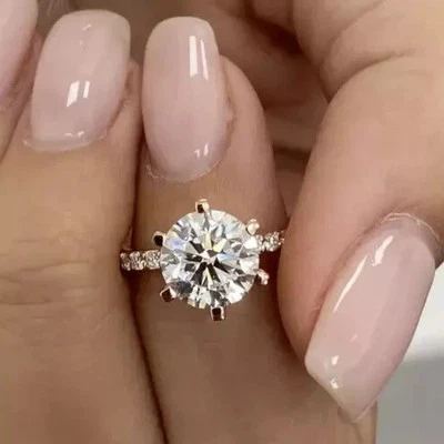 2.40 Ct Round Cut IGI Certified Lab Grown Diamond Wedding Ring 14k Rose Gold - Image 1 of 4