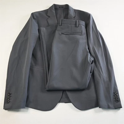 J Ferrar 38R 28x30 Gray Stretch Tech Zip Pocket Mens Jacket Pants Suit - Image 1 of 4