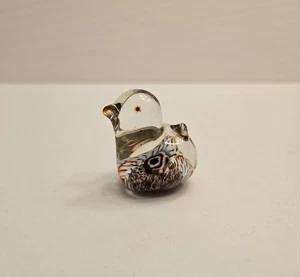 Vintage Clear Glass Bird Paperweight Figurine with Millefiori - Picture 1 of 12