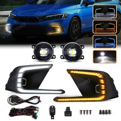 Kits de luces antiniebla LED DRL para Honda Civic 2022-2024 con luz de circulación diurna giratoria Foto 1 de 4