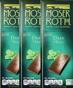 3 OF MOSER ROTH PREMIUM MINT DARK CHOCOLATE BARS 4.4-oz PACKS LOT OF 3 - Picture 1 of 1