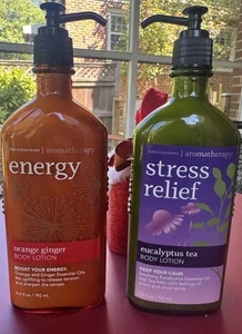 SET OF 2 BATH AND BODY WORKS AROMATHERAPY BODY LOTION STRESS RELIEF ENERGY Gift - Picture 1 of 4